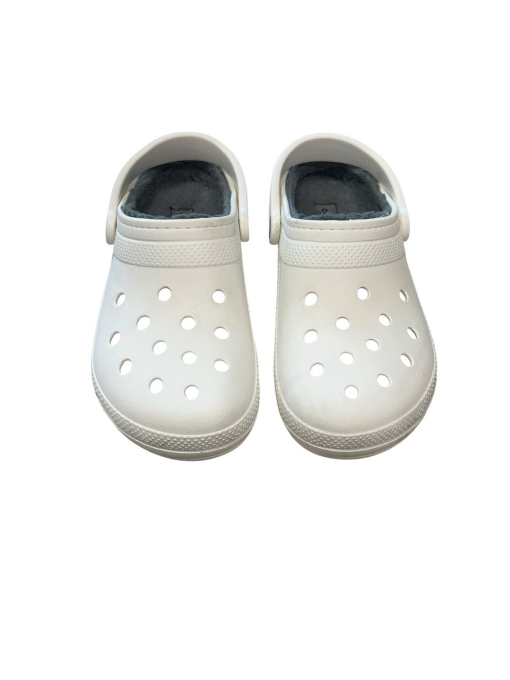 Crocs Unisex-Adult Classic Lined Clog, White/Grey,  Mens 7 W-9 US Dual Comfort